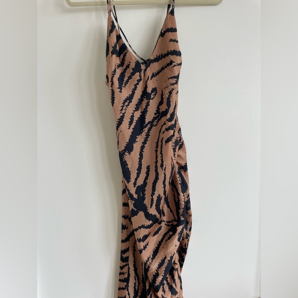 Brown and Black Animal Print Slip Dress - Picture 1 of 2